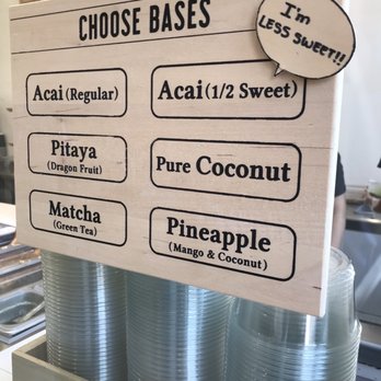 Lazy Bird - Base options. Love the 1/2 sweet açaí! - Acai Bowls Near Me - Anaheim, California Lazy Bird - Base options. Love the 1/2 sweet açaí! - Acai Bowls Near Me - Anaheim, California