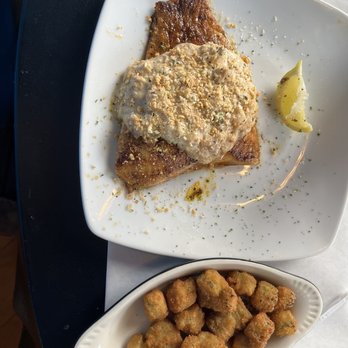 Half Shell Oyster House - Seafood Au Gratin Snapper and Fried Okra - Seafood Near Me - Biloxi, Mississippi Half Shell Oyster House - Seafood Au Gratin Snapper and Fried Okra - Seafood Near Me - Biloxi, Mississippi