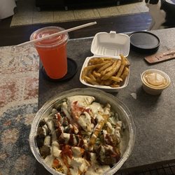 Chop House Gyro - Manhattan Style Salad Bowl, Crispy Seasoned Fries, Classic Hummus, Strawberry Splash Lemonade