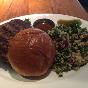 Beatrix - all natural turkey burger "Mr. Bob with quinoa salad. - New American Near Me - Chicago, Illinois Beatrix - all natural turkey burger "Mr. Bob with quinoa salad. - New American Near Me - Chicago, Illinois