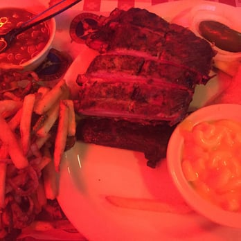 Riscky's BBQ - Pork ribs, red beans(bland), Texas style fries, and Mac n cheese. - Barbeque Near Me - Fort Worth, Texas Riscky's BBQ - Pork ribs, red beans(bland), Texas style fries, and Mac n cheese. - Barbeque Near Me - Fort Worth, Texas
