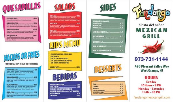Menu photo 5 Fandango Mexican Grill West Orange, NJ
