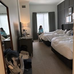 Our very nice room with view of pool. We are messy