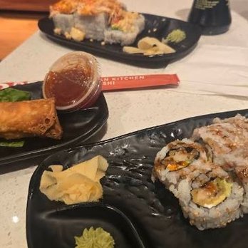 Bento Asian Kitchen + Sushi - hot lava, mex and pork egg roll with a soda - Sushi Bars Near Me - Winter Park, Florida