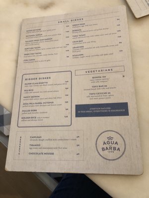 Menu photo 2 Água Pela Barba Lisbon, 11 Menu photo 2 Água Pela Barba Lisbon, 11