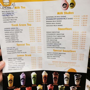 U-Crew Thai Creamery & Tea - Menu - Bubble Tea Near Me - Corona, New York U-Crew Thai Creamery & Tea - Menu - Bubble Tea Near Me - Corona, New York