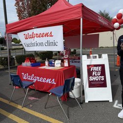 Walgreens - Pop up red tent in parking lot for vaccines