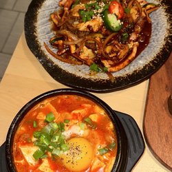 Jagalchi - Pork Kimchi Soondubu , Spicy Squid & Pork