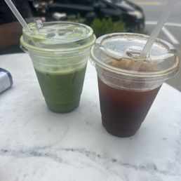Strawberry Matcha and Peach Tea Americano Strawberry Matcha and Peach Tea Americano