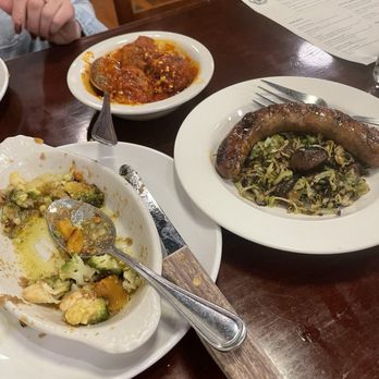 Bar Del Corso - Meatballs in red sauce, roasted shaved brussel sprouts served with Italian sausage, bagna cauda roasted veggies in zesty sauce. - Italian Near Me - Seattle, Washington