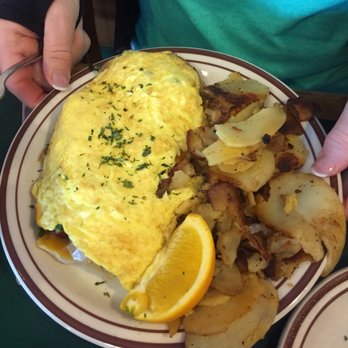 The Frog Pond - Hangover Omelette- bacon, bell pepper, & onion w/ side of "home fries". - Breakfast & Brunch Near Me - St Pete Beach, Florida