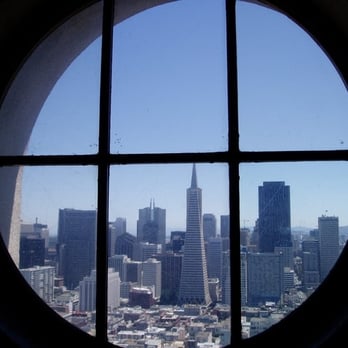 Coit Tower - view from a window by the staircase, also a hermann grid! - Landmarks & Historical Buildings Near Me - San Francisco, California Coit Tower - view from a window by the staircase, also a hermann grid! - Landmarks & Historical Buildings Near Me - San Francisco, California