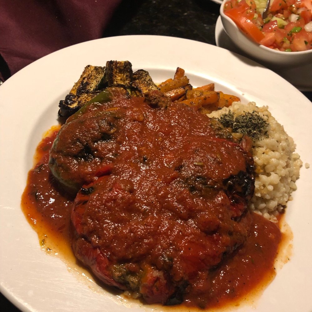 Aya Sofia - Dolma- don't recommend more like mush, did not enjoy baked bell peppers stuffed with ground beef and lamb, onions, tomatoes, garlic, - Turkish Near Me - Saint Louis, Missouri Aya Sofia - Dolma- don't recommend more like mush, did not enjoy baked bell peppers stuffed with ground beef and lamb, onions, tomatoes, garlic, - Turkish Near Me - Saint Louis, Missouri