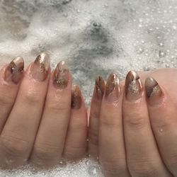 Builder hard gel on real nails (marble) by Merry