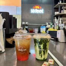 grapefruit cheong (left) & dalgona matcha (right) grapefruit cheong (left) & dalgona matcha (right)