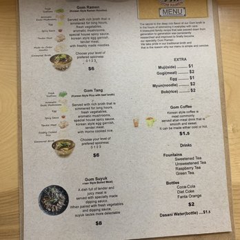 Gom Ramen - A picture of their menu. - Noodles Near Me - El Paso, Texas Gom Ramen - A picture of their menu. - Noodles Near Me - El Paso, Texas