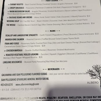 Albero Verde - Menu - Italian Near Me - Pittsburgh, Pennsylvania Albero Verde - Menu - Italian Near Me - Pittsburgh, Pennsylvania