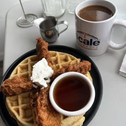 chikkin & waffles w/ coffee