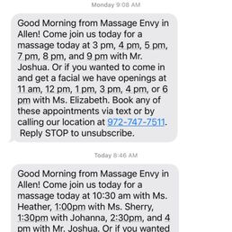 Texts from them with no appointment reminders that they say they sent.