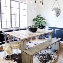 WoodenRevivals - Sky White Dining Set- Custom designed dining set to fit perfectly in the desired space.