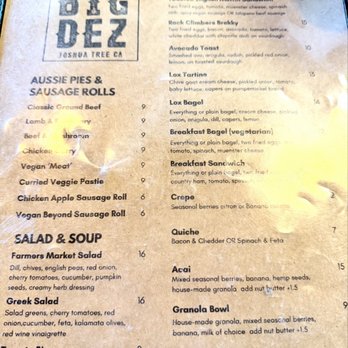 The Dez - Menu - Salad Near Me - Joshua Tree, California