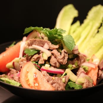Thai St Cafe - Thai Beef Salad ($9.95): Mint, Cilantro, Onion, Cucumber, Tomatoes & Spicy Lime Dressing. Lacking a punch of citrus, still enjoyable. - Thai Near Me - Las Vegas, Nevada Thai St Cafe - Thai Beef Salad ($9.95): Mint, Cilantro, Onion, Cucumber, Tomatoes & Spicy Lime Dressing. Lacking a punch of citrus, still enjoyable. - Thai Near Me - Las Vegas, Nevada