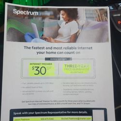 Spectrum Internet - Internet/ wifi starting as low as $30.00 Call now for free professional installation