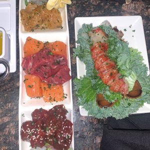 Photo of The Melting Pot - Oklahoma City, OK, United States. Potstickers, shrimp, teriyaki beef, chicken, filet mignon, salmon and a lobster tail. And that's only 1 course!!