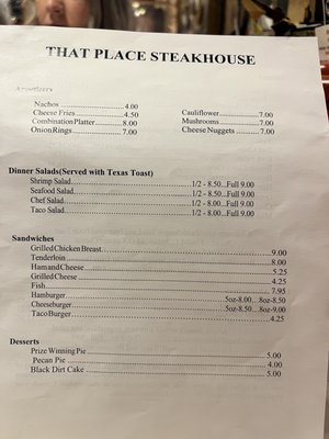 Menu photo 2 That Place Restaurant Conrad, IA