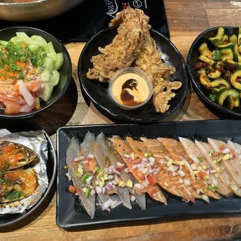 Nabe Hotpot - Baked Green Mussels Creamy Sashimi Rice Bowl Deep-fried Soft Shell Crab Addicting Cucumber Carpaccio - Hot Pot Near Me - Las Vegas, Nevada Nabe Hotpot - Baked Green Mussels Creamy Sashimi Rice Bowl Deep-fried Soft Shell Crab Addicting Cucumber Carpaccio - Hot Pot Near Me - Las Vegas, Nevada