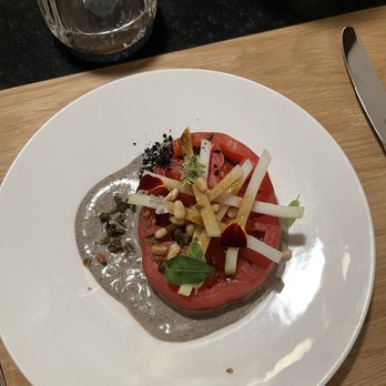 Goldene Sonne - Tomato, kohlrabi, olive, pine nuts (don't let the colors of my photo deter you, this tasted great! - German Near Me - Neuenstein, BW