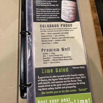 Lime - Page 1 of the drink menu - Mexican Near Me - Keystone, Colorado