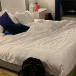 Flat mattress. Notice the open window because our AC was broken the entire stay. Flat mattress. Notice the open window because our AC was broken the entire stay.