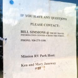 Mission Dolores RV Park - Park hosts contact info