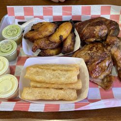1/2 Chicken Dark with Fried Plantains and Fried Yuca