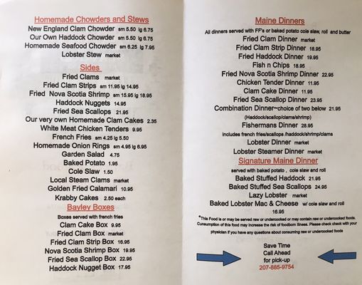 Menu photo 2 Bayley's Seafood Restaurant Scarborough, ME