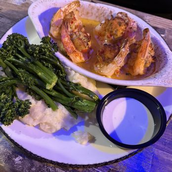 Lucky Bones Backwater Grille - Stuffed shrimp special with garlic mashed potatoes & broccolini - Seafood Near Me - Cape May, New Jersey