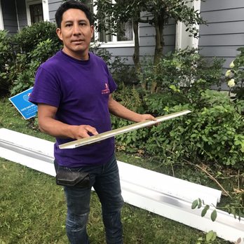 Westchester Roofing - Luis explaining the benefits of our new wider gutters - Roofing Near Me - Briarcliff Manor, New York Westchester Roofing - Luis explaining the benefits of our new wider gutters - Roofing Near Me - Briarcliff Manor, New York