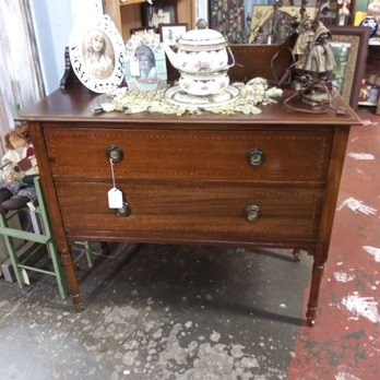 Old Clarkesville Mill Art & Antiques - Antique store: Old inlay walnut dresser, way to overpriced, if in mint condition then worth it. - Antiques Near Me - Clarkesville, Georgia Old Clarkesville Mill Art & Antiques - Antique store: Old inlay walnut dresser, way to overpriced, if in mint condition then worth it. - Antiques Near Me - Clarkesville, Georgia