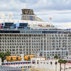 Los Angeles World Cruise Center - Quantum of the Seas docks at the Port of Los Angeles on 11/21/2025