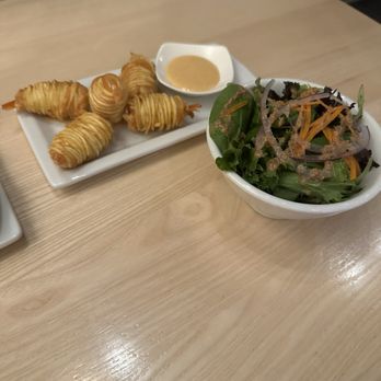 Gyu Jinya - Shoestring potato shrimp and side salad that had the yummiest house dressing. - Sushi Bars Near Me - Lancaster, California