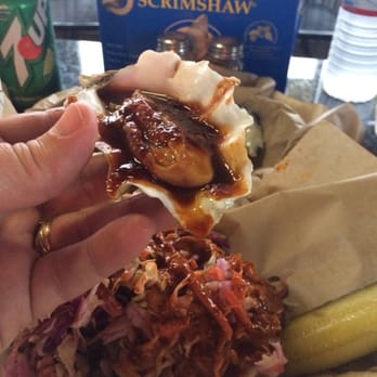The Q - Pulled pork and one of the oysters on the sampler plate!! - Barbeque Near Me - Fort Bragg, California The Q - Pulled pork and one of the oysters on the sampler plate!! - Barbeque Near Me - Fort Bragg, California