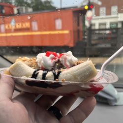 Whistle Stop Ice Cream Caboose - Banana split with very little ice cream