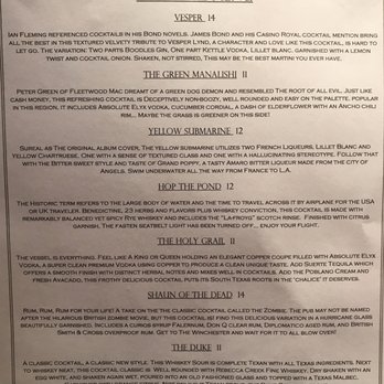The Winchester - The Cocktails Menu - Gastropubs Near Me - San Antonio, Texas