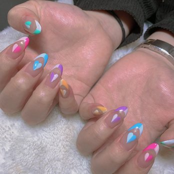 Nails by Miyako - Two-toned French tip with hearts - Nail Salons Near Me - Torrance, California Nails by Miyako - Two-toned French tip with hearts - Nail Salons Near Me - Torrance, California