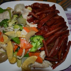 D5 - Moo Goo Gai Pan w/Boneless Spareribs over Pork Fried Rice (Dinner Special $8.95 June 2019)