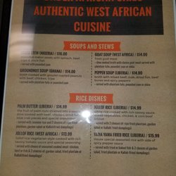 Under African Skies - Part of our menu