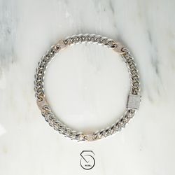 MJW - Custom Made 14k Two Tone Cuban Choker With Diamond Lock.