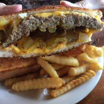 Petes #7 - Patty Melt with smothered onions. Got it as a plate with slow and fries - American Near Me - Greer, South Carolina Petes #7 - Patty Melt with smothered onions. Got it as a plate with slow and fries - American Near Me - Greer, South Carolina