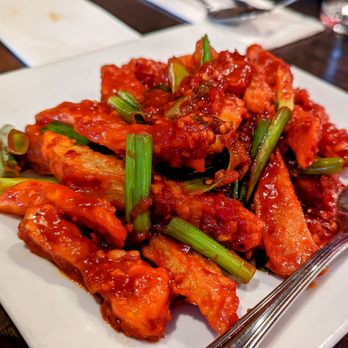 Szechaun Mirchi - Chili Potato with Scallion ($10.95) - Indian Near Me - Jersey City, New Jersey Szechaun Mirchi - Chili Potato with Scallion ($10.95) - Indian Near Me - Jersey City, New Jersey